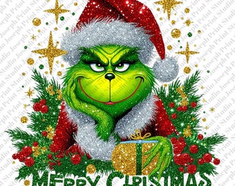 Merry christmas Grinch PNG, Faux Glitter Christmas Png, png, glitter christmas png, whoville png, grinch sequin png, trendy png, grinch png