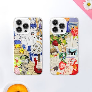 Japonés Cartoon Mood Board MagSafe Phone Case / Cartoon Manga Phone Cover / Anime Scrapbook / iPhone 15 14 13 12 / Samsung S24 MagSafe S23