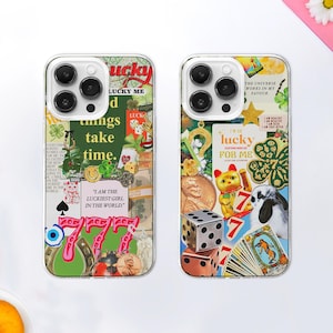 Lucky Girl Syndrome Collage Magsafe Phone Case | 777 Spiritual Aesthetic Cover | Angel Number Aura | iPhone 16 Pro 15 14 | Samsung S24 S23