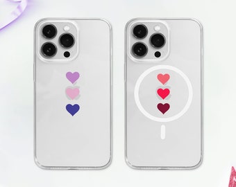 Love Hearts Minimal MagSafe Phone Case | Cute Pastel Heart Phone Cover | Red Pink Hearts Phone Case | iPhone 15 14 13 | Samsung S24 S23 S22