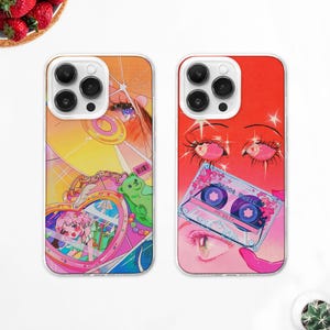 Funda para teléfono con diseño de álbum de recortes japonés Y2K MagSafe / Funda de anime con estética femenina / Collage de cómics manga / iPhone 16 15 14 13 / Samsung S24