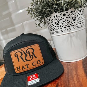 Custom Richardson flat bill SnapBack, Leather Patch Hat, patch hat, petite entreprise, Leather Patch Trucker Hat, grand patch, flat bill