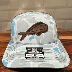 Saltwater Camo, Saltwater Duck Camo, Mahi Leather Patch, Mahi Hat, Custom SnapBack Leather Patch Hat, Patch Hat