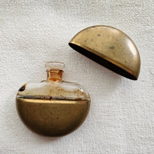 Mary Dunhill brass and crystal perfume case, vintage