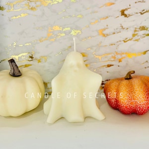 Halloween Decorations, Halloween Home Decor, Ghost Halloween Candles, Autumn Candles, Fall Candles, Ghost Candles, Pumpkin Spice Candles