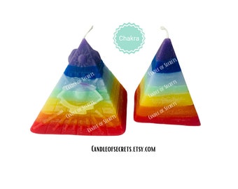 Chakra 7 Color Pyramid Candle, Figure Candle, Spiritual Cleansing Candle, Remove Evil, Chakea Pyramida, Vela de Limpia, Remover Brujeria