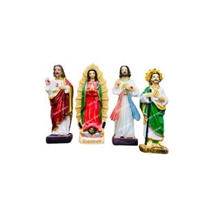 3” Virgen De Guadalupe statue, San Judas statue, San Judas, San Antonio, Divine Mercy, Sacred Heart of Jesus, Sagrado Corazon de Jesus