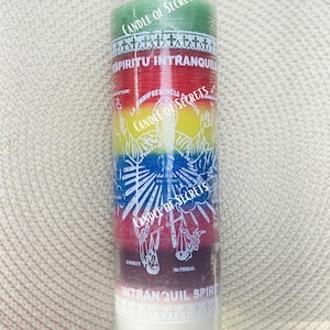 7 Color Intranquil Spirit Glass Candle, Espiritu Intranquilo de Siete Colores