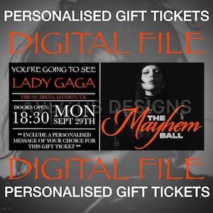 Personalisierte Konzert-Karte | LADY GAGA The Mayhem Tour 2025 | Geschenkkarte