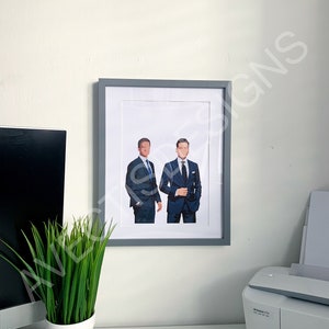 Harvey & Mike | Suits | Faceless Illustration | Fan Merch | A4