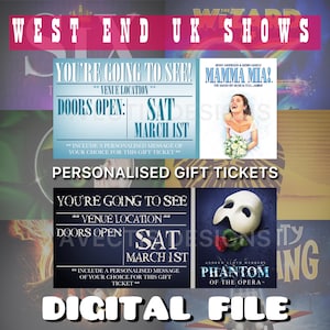 Personalisierte West End Show Ticket | Jede Theater-Show | Geschenkkarte