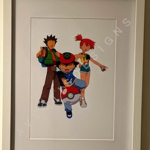 Ash & Friends | Pokémon | Ilustração sem rosto | Impressão A4
