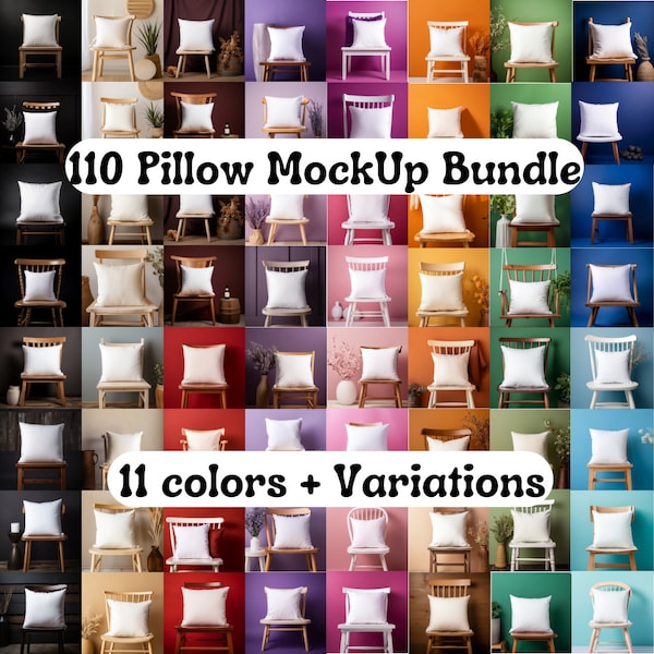 110 Pillow MockUp Bundle, Pillow Mock up, 12x12 Pillow MockUps, Color Variation Pillow MockUps, 12"x12" White Pillow MockUp Bundle, Square