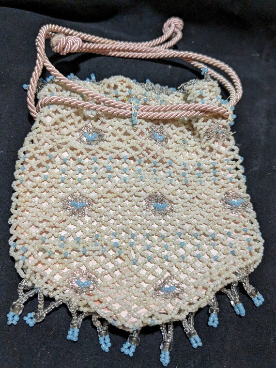 Vintage Stunning handmade beaded change pouch pur… - image 6