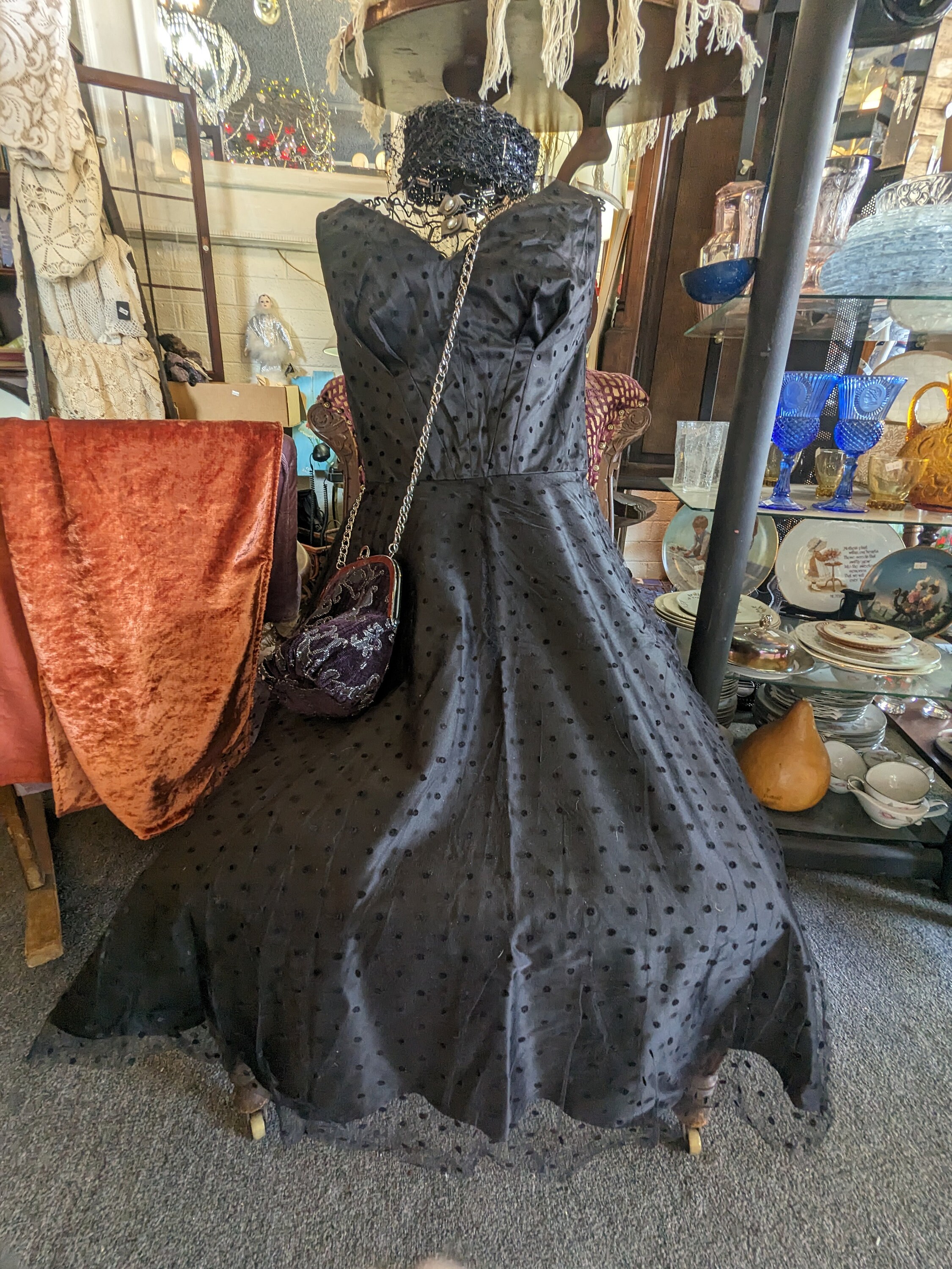 Black satin swing dress hot sale