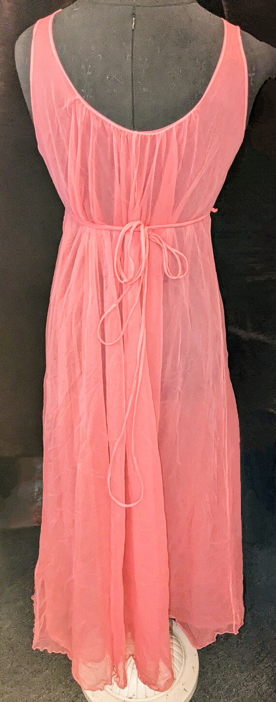 1970s Sheer Fairy Floss Pink Nylon Nightgown - image 1