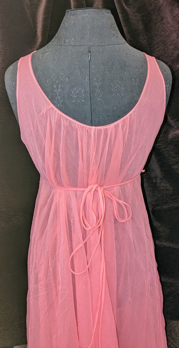 1970s Sheer Fairy Floss Pink Nylon Nightgown - image 2