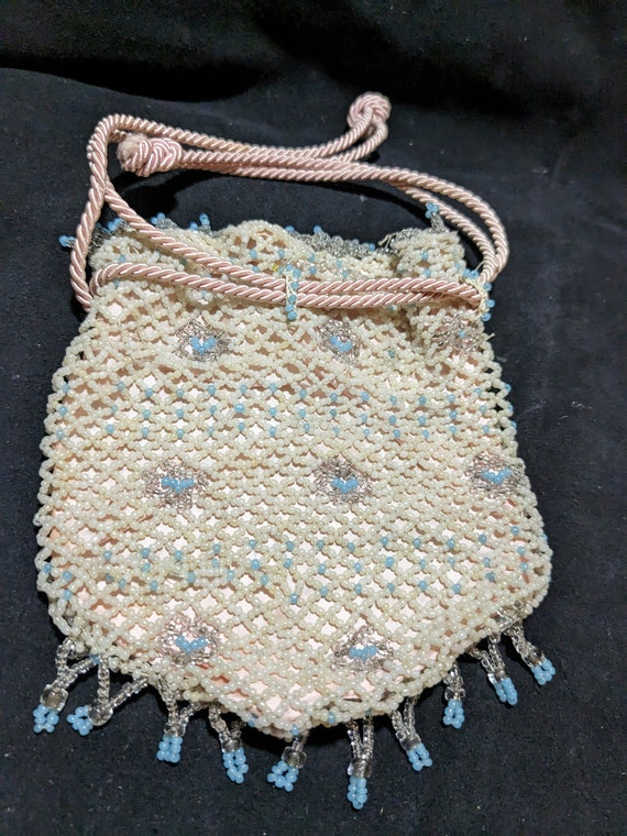 Vintage Stunning handmade beaded change pouch pur… - image 5