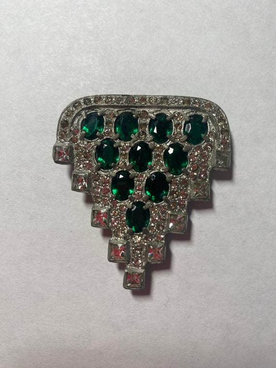 Lovely Vintage Crystal And Emerald Rhinestone Dres