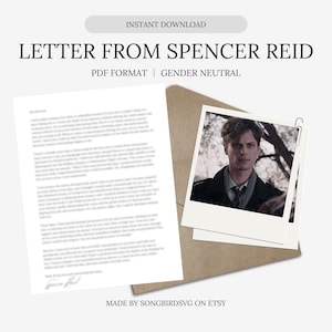 Love Letter from Spencer Reid | Digital Parody Letter | Not Personalized | Gender-Neutral Language | Instant Download | PDF