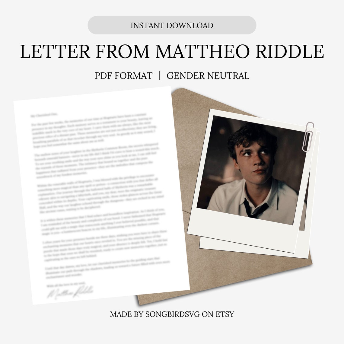 Love Letter From Mattheo Riddle Digital Parody Letter Not Personalized ...