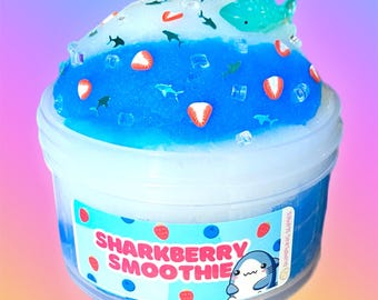 Shark Berry Icee Slime: Watermelon Scented, Shark Charm - 3oz/7oz