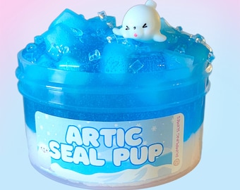 Arktisk sälunge Cloud Dough Slime, gelékubsflottleksak, blåbärsdoft