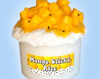 Mango Sticky Rice Slime: Crunchy Jelly Cube DIY Slime