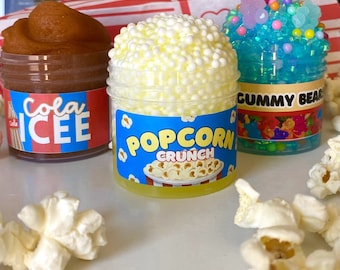 Movie Night Slime Kit: Popcorn, Gummy Bear, Cola Icee Slimes
