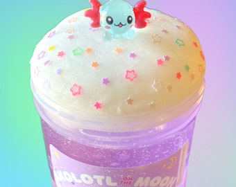 Axolotl on the moon Slime, Cloud float Slime, clear slime, Axolotl Slime, float Slime, Stress Relief toy, Kids Gifts, ocean Slime