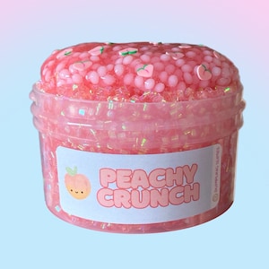 Peachy crunch bingsu slime, crunchy slime, clear slime, peach slime, kids gift, figet toys