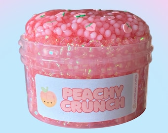 Peachy crunch bingsu slime, crunchy slime, clear slime, peach slime, kids gift, figet toys