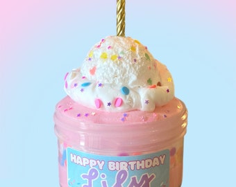 Birthday Slime gift Personalized, Birthday ice cream cake slime, cloud dough slime, Kids birthday gift, friebdsbirthday gift, birthday party