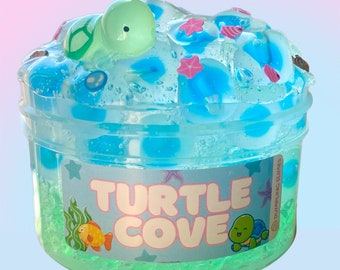 Turtle cove frogspawn Slime, Frog spawn Slime, fishbowl beads slime, turtle charm, clear slime,Birthday gift, Stress Relief toy, Kids Gifts,