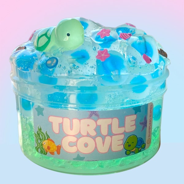 Turtle cove frogspawn Slime, Frog spawn Slime, fishbowl beads slime, turtle charm, clear slime,Birthday gift, Stress Relief toy, Kids Gifts,