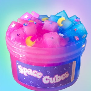 Space cubes slime, clear slime, space slime, jelly cube slime, kids gift, figet toys