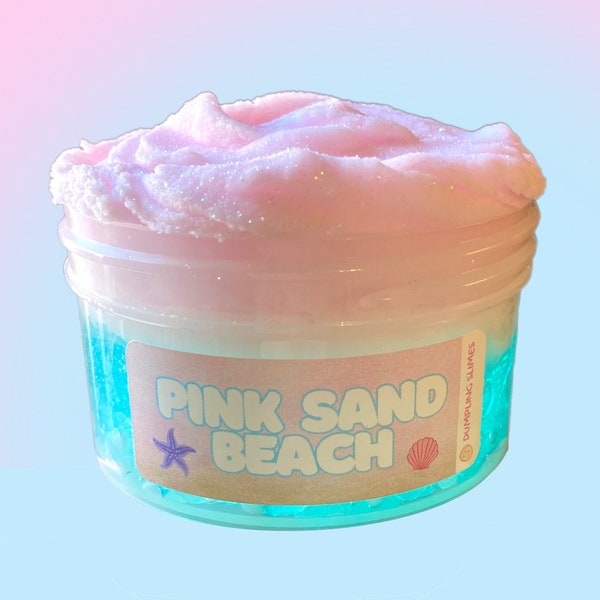 Pink sand beach slime, cloud crème slime, clear slime, ocean slime, kids gift, figet toys