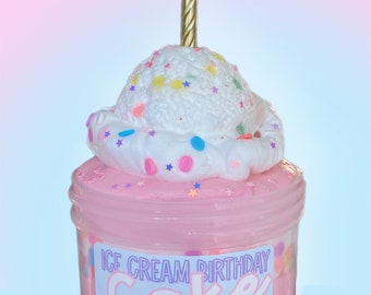 Birthday ice cream cake slime, cloud dough slime, Kids birthday gift, friend’s birthday gift, birthday party