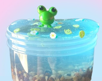 Froggy Pond Gravel Slime: Cucumber Mint Scented, Frog Charm