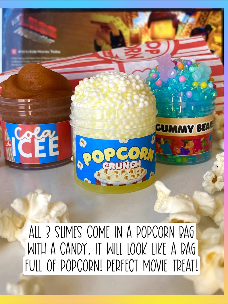 Movie Night Slime Kit: Popcorn, Gummy Bear, Cola Icee Slimes - Etsy