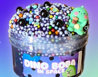 Dino Boba in space Slime, clear floam Slime, clear slime, foam ball Slime, crunchy Slime, Stress Relief toy, Kids Gifts, Dino slime