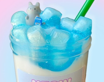 Meow Milk Slime: Thick & Glossy Jelly Cube Slime with Cat Charm