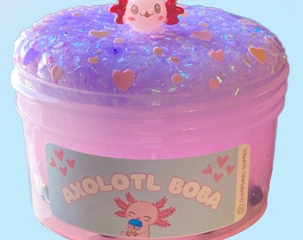 Axolotl boba Slime, jelly Slime, bingsu slime, float Slime, Stress Relief toy, Kids Gifts