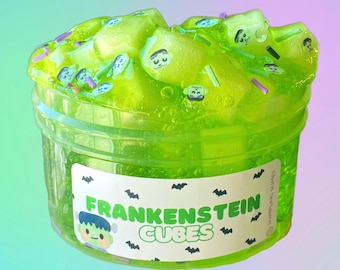 Frankenstein cubes Slime, Halloween Slime, Clear slime, jelly cube  slime, Halloween gifts , Kids Gifts,