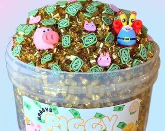 Krabbys Piggy bank slime, Bingsu bead Slime, Crunchy Slime, Clear Slime, Stress Relief toy, Kids Gifts