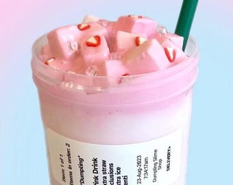 Pink drink slime: Thick and Glossy Jelly Cube Slime