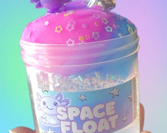 Slime flotante espacial de ajolote: Slime transparente Icee con chispas de estrellas