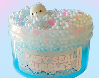 Baby seal bubbles, floam Slime, clear slime, Birthday gift, Stress Relief toy, Kids Gifts