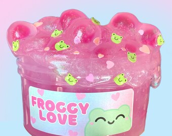 Froggy love Slime, Crunch bomb Slime, frogspawn slime, f clear  Slime, holographic slimes, Stress Relief toy, Kids gifts, birthday gifts