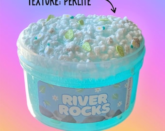 Crunchy Perlite Slime: Blue Raspberry Scent, Leaf Sprinkles (3/7 oz Options)